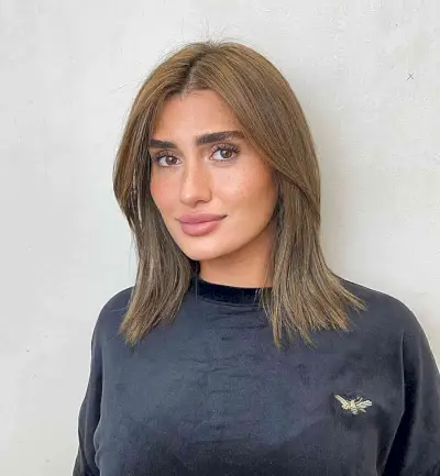 Center-Parted Medium Haircut with Caramel Color for Fine Hair