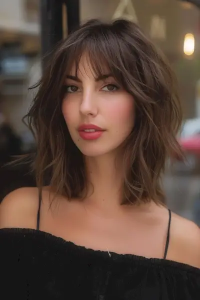 Modern mid-length shaggy bob