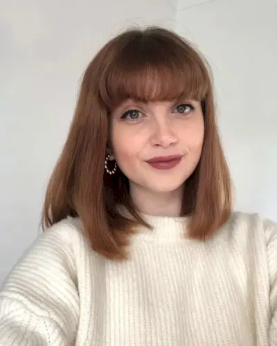 Medium-length hair with bangs for fine hair