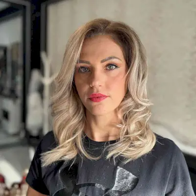 Beige Deep Side Part for Medium Wavy Hair