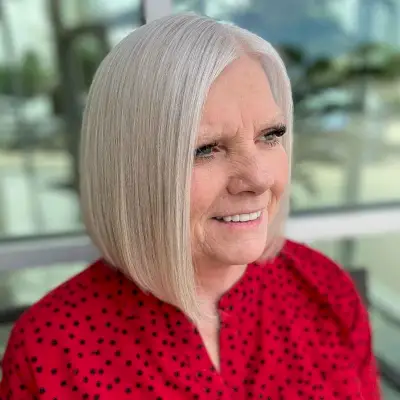 Asymmetrical Long Bob for Older Women