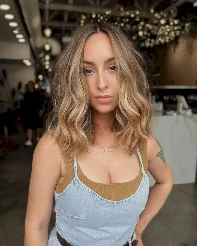 Tousled Collarbone-Length Long Bob with a Middle Part