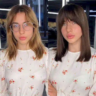 Chestnut Brown Collarbone-Length Cut