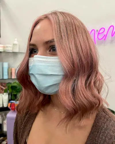 Wavy Pink Long Bob