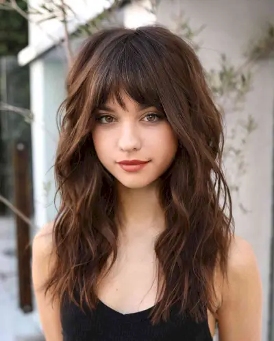 Sexy Mid-Length Layers and Bangs