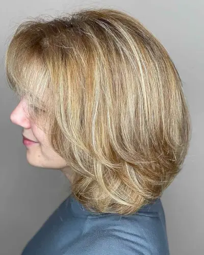 Round Lob with Thin Bangs and Soft Layers