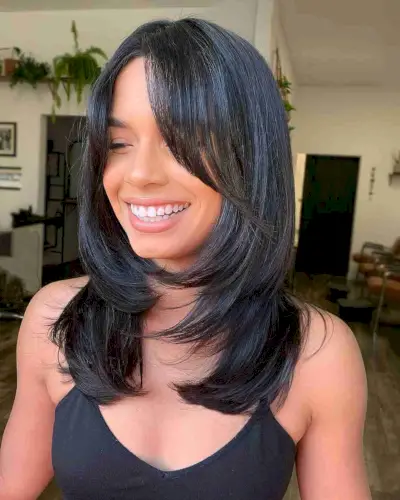 Chic Medium Front Layered Haircut with Side Bangs