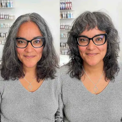 Conservative shag with bangs for medium-length hair