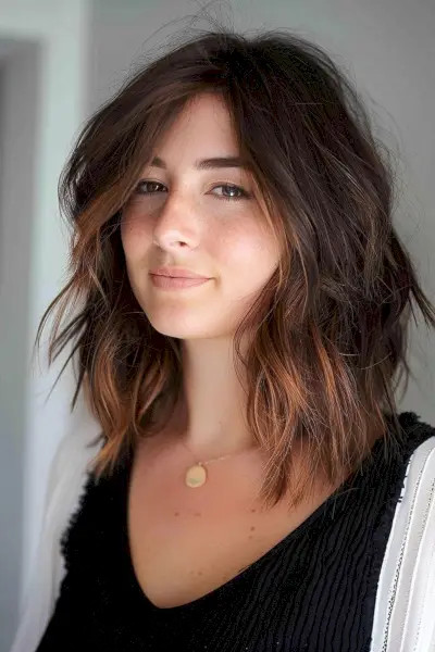 textured mid-length layers