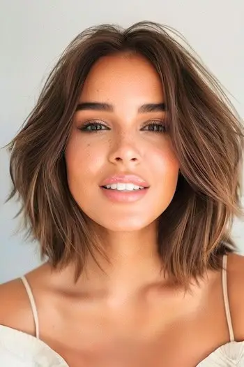 스트레이트 페이스 프레이밍 로브 어깨 길이 이발.