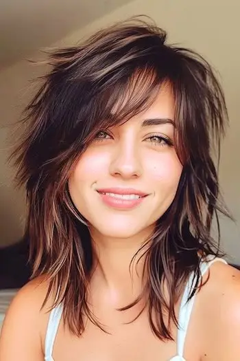 Mittellanger Shag mit zartem Pony.