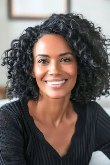 Schulterlange Locken mittellange Frisur.