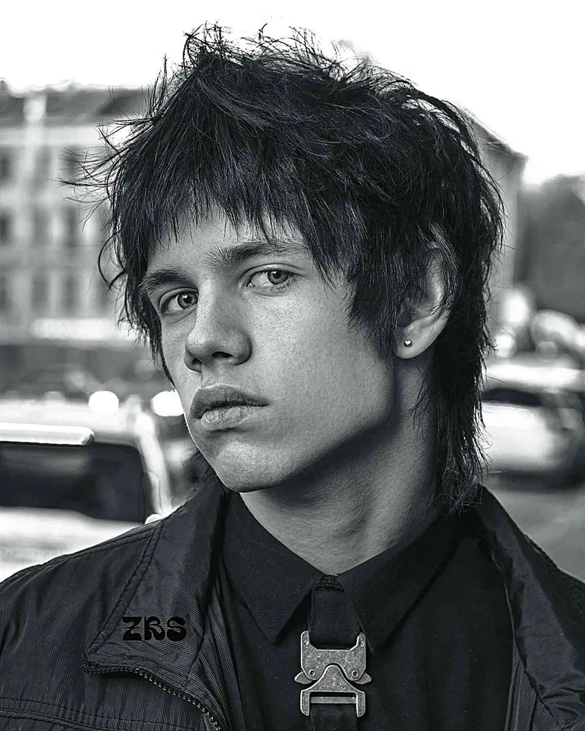 Srednji punk rock Shaggy Mullet za moške' title=