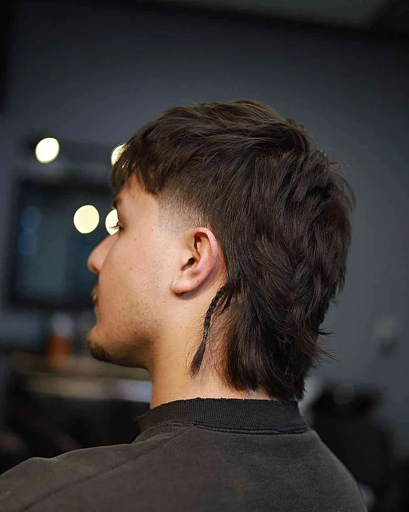 Temp Faded Mullet pre mužov s hustými vlasmi a ostrým štýlom' title=