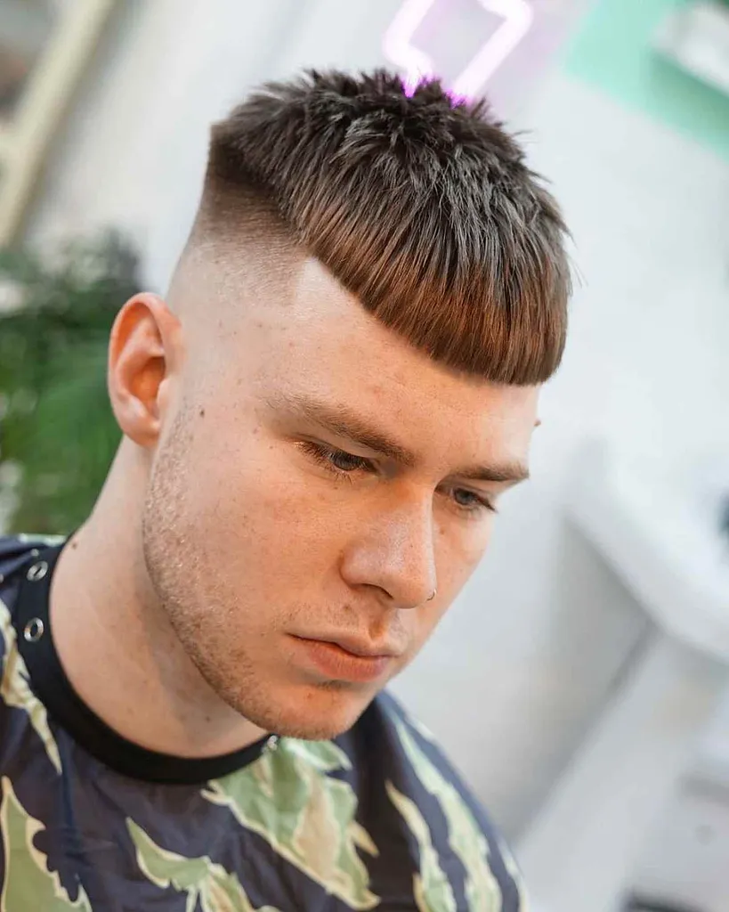 Blond kolczasty top z blaknięciem skóry dla mężczyzn' title=