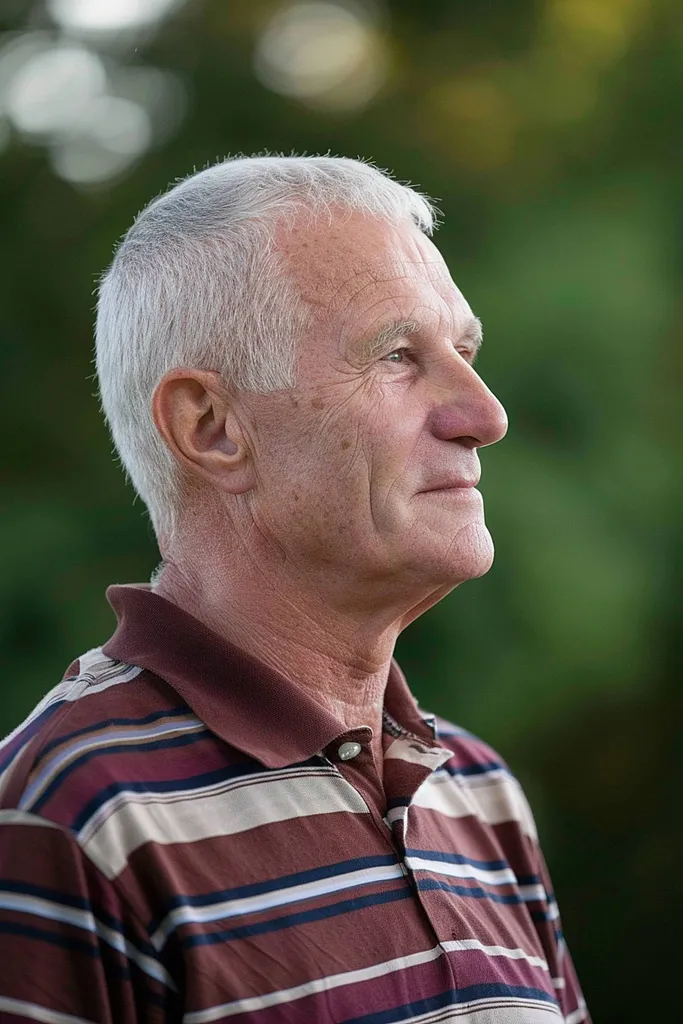 Strzyżenie białych włosów dla mężczyzn' title=