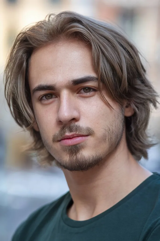 ミドルレングスのメンズヘアカット' title=