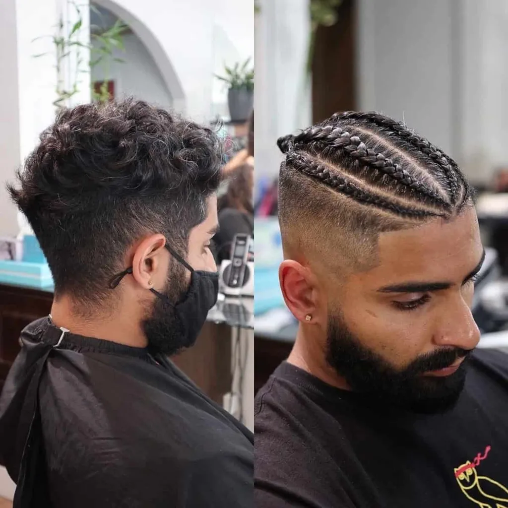 Rakat hårdesign på en Faux Hawk' title=