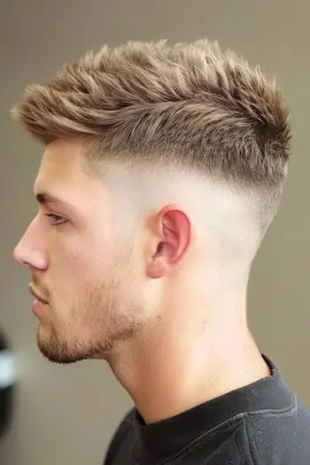 Coupe ras du cou agitée avec coupe de cheveux fondue pour hommes.