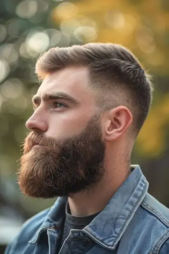 Coupe ras du cou avec coupe de cheveux à barbe complète pour hommes.