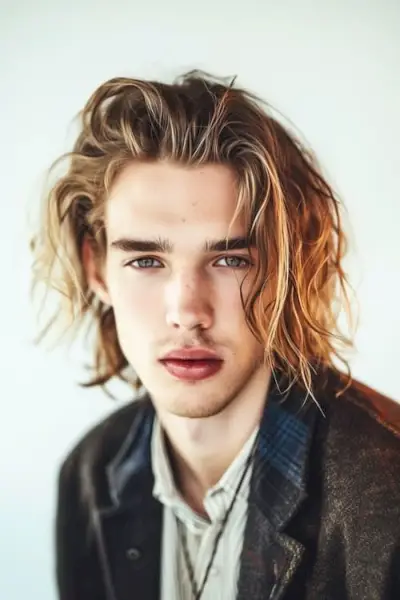 Peinado grunge de los años 90 en un joven.