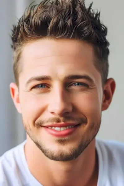 Corte de pelo corto para hombre, corto y puntiagudo.