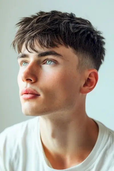 Corte de pelo de cuenco moderno para hombres.