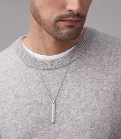 Colar de corrente de aço inoxidável com textura linear Fossil Harlow