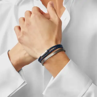 Pulseira de couro com envoltório duplo Tateossian Pop Rigato