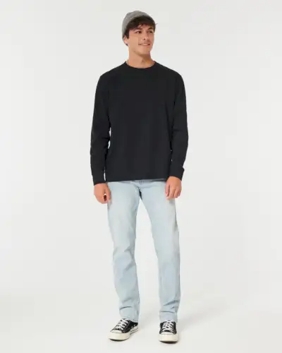 Typer av jeans män Slim Rak Hollister Ripped Light Wash