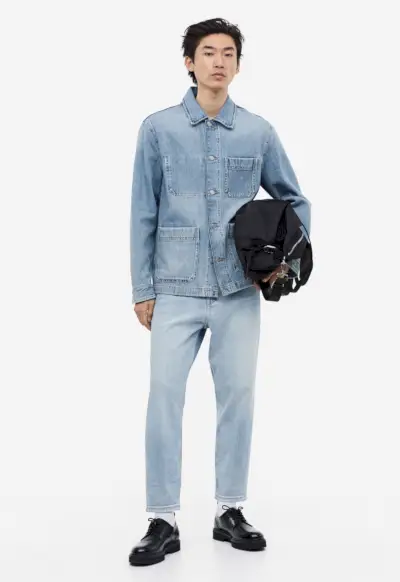 Typer av jeans Herr Beskurna HM Tapered Regular Denim Blue