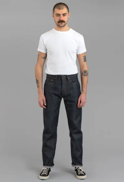 Selvedge Jeans Herr 3sexton Klassisk Rak Indigo Rivet Hide