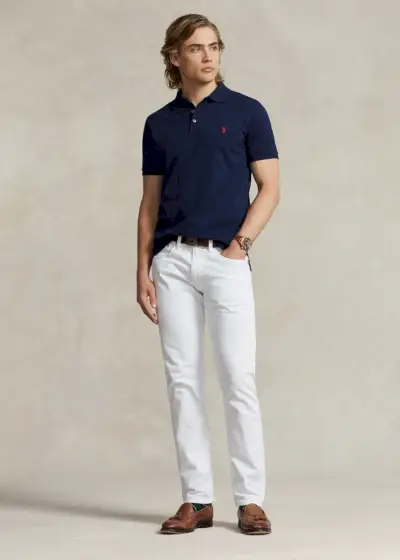 Jean blanc Polo bleu marine Homme Polo Ralph Lauren