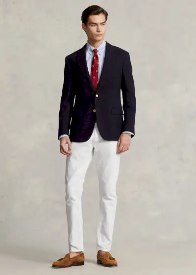 Jeans Blanc Blazer Bleu Marine Homme Ralph Lauren