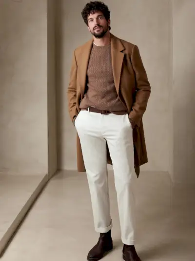 Banana Republic Chino droit blanc à mouvement rapide pour hommes