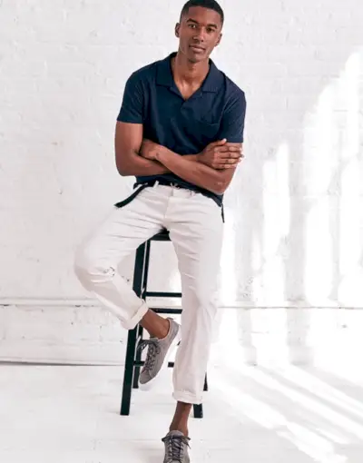 Jeans Blanc Homme Polo Bleu Marine Todd Snyder