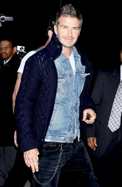 David Beckham Veste en jean Cardigan Pull Style