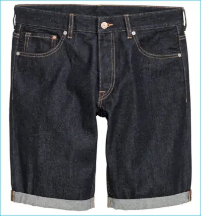 H&M Hombre Shorts vaqueros azul oscuro