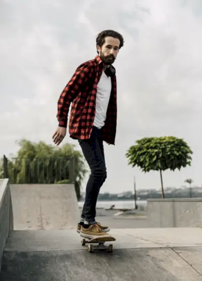 Herre sorte jeans outfit Buffalo Check Flannel