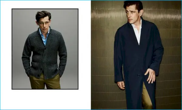 LEFT Jachetă de in Melange de la Inis Meáin. Cămașă Beatasl din bumbac cu micro-puncte de Jil Sander. Pantaloni tăiați din amestec de bumbac cu picioare conice de la Wooyoungmi. DREAPTA Palton lung din amestec de lână de la Lemaire. Cămașă din popelin-bumbac cu manșetă cu nasturi de la Maison Margiela. Pantaloni tăiați din amestec de bumbac cu picioare conice de la Wooyoungmi.