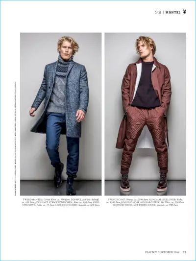 Kaveh Kasravi îl fotografia pe Harry Goodwins în haine pentru bărbați de la Calvin Klein, Belstaff, Pal Zileri și multe altele pentru Playboy Germania.