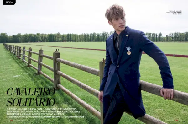 Baptiste Radufe modellerar militärinspirerat mode för GQ Brasil