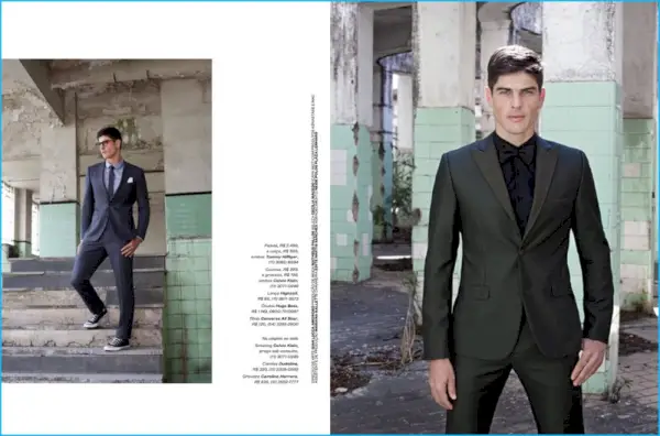 Evandro Soldati se viste con prendas de Tommy Hilfiger, Calvin Klein, Hugo Boss y otras marcas para Playboy Brasil.