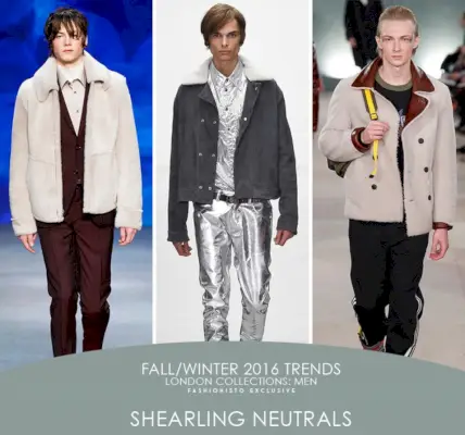 Londýnske kolekcie: Muži jeseň/zima 2016 Shearling Neutrals | Na obrázku zľava doprava: Tiger of Sweden, Katie Eary a James Long.