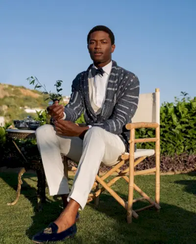 Hamid Onifade Black modelis Ralph Lauren Purple Label Spring 2022