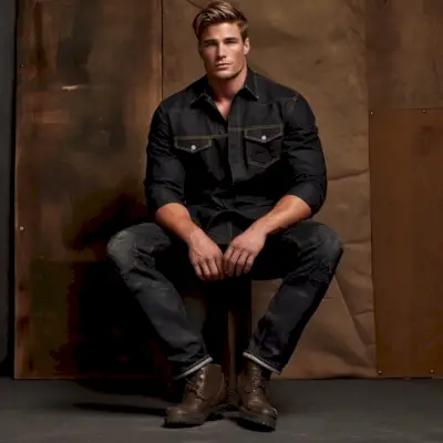 Džinsų darbo drabužių stilius