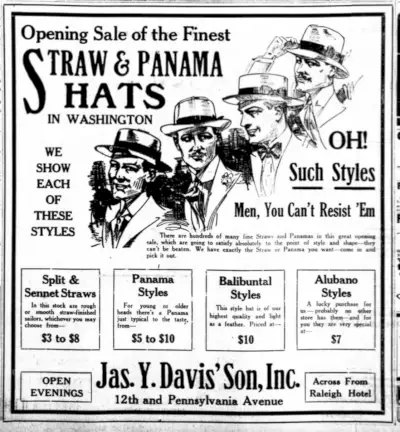 パナマ麦わら帽子の広告。