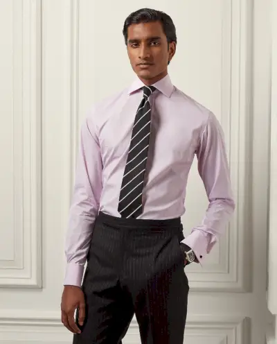 Klänningskjorta Ralph Lauren Purple Label French Cuff End-on-end-skjorta Rosa