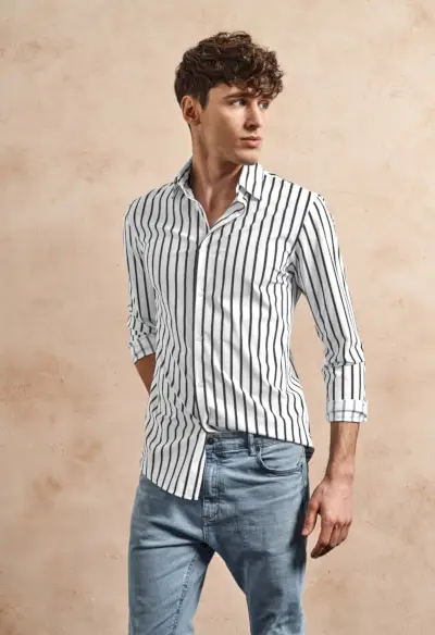 Man Button-Down skjorta jeans