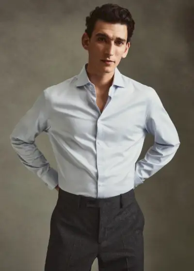 カクテル服装男性ドレスシャツズボンマンゴー